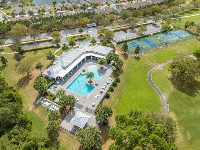 drone / aerial view with a residential view