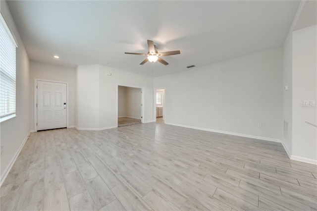 3415 Sagebrush St, Harmony, FL 34773 - spare room featuring ceiling fan, light wood-type flooring, and recessed lighting