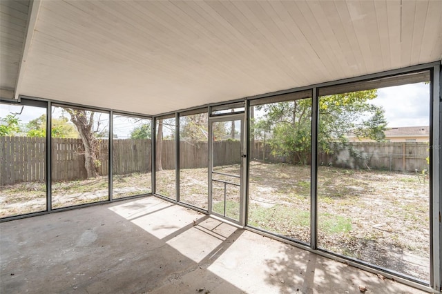 view of unfurnished sunroom