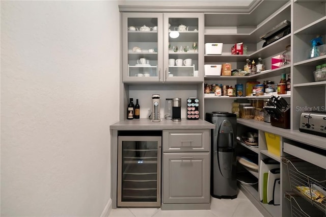 pantry with wine cooler