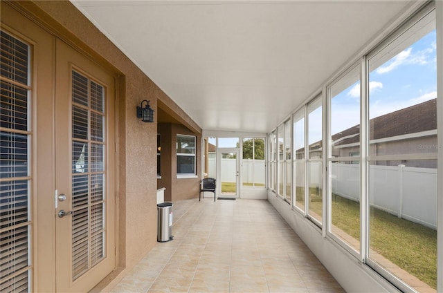 view of unfurnished sunroom