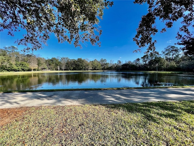 view of water feature featuring a wooded view