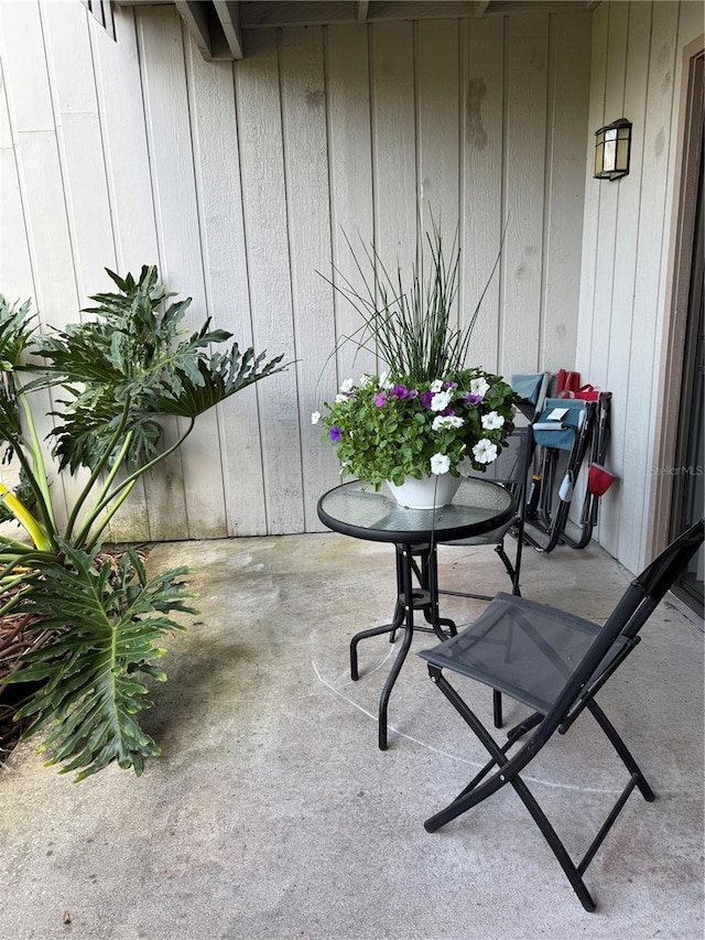 balcony with a patio area