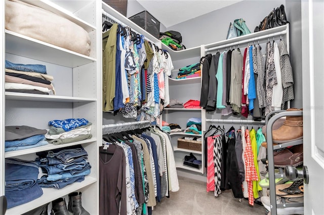 spacious closet with carpet flooring