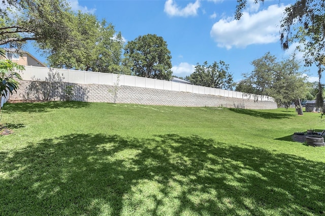 view of yard featuring a fenced backyard