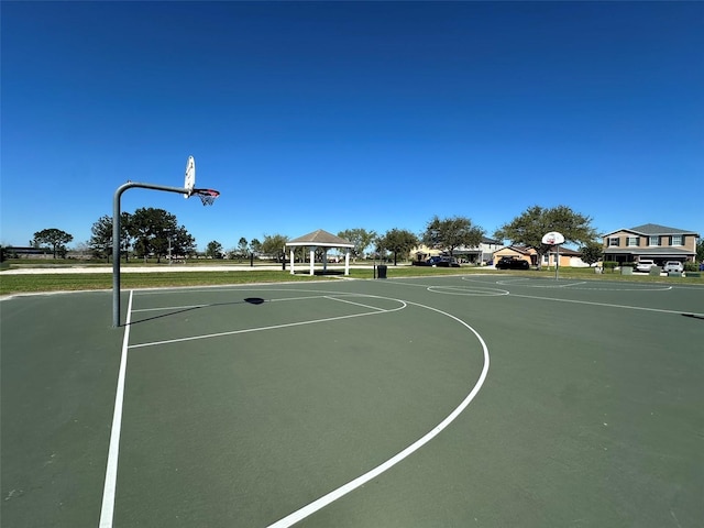 view of sport court with a gazebo and community basketball court