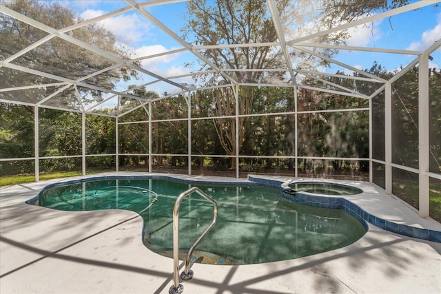 8606 Terrace Pines Ct, Orlando, FL 32836 - view of pool featuring a patio, a lanai, and a pool with connected hot tub