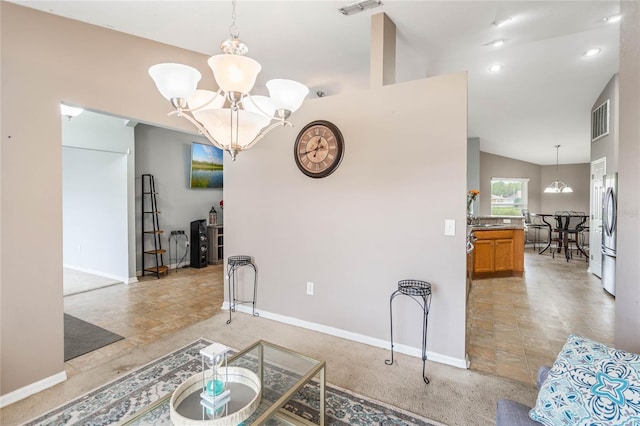 2851 Stonewood Cir, Lakeland, FL 33810 - interior space featuring a chandelier, visible vents, and baseboards