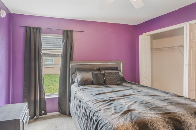 2851 Stonewood Cir, Lakeland, FL 33810 - carpeted bedroom featuring ceiling fan and a closet
