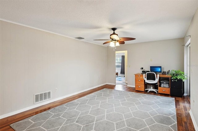 101 Ludlow Dr, Longwood, FL 32779 - home office with a ceiling fan, wood finished floors, and visible vents