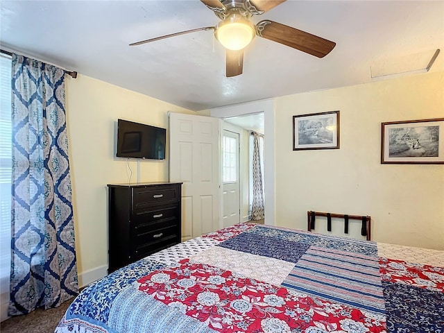 bedroom with carpet and ceiling fan