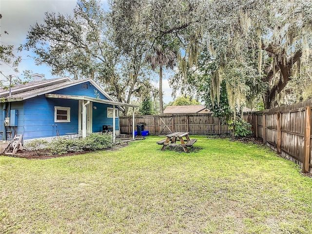 view of yard featuring a fenced backyard