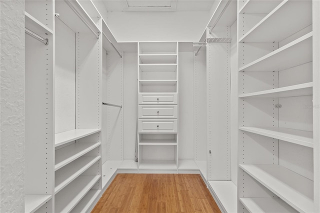 spacious closet with light wood finished floors