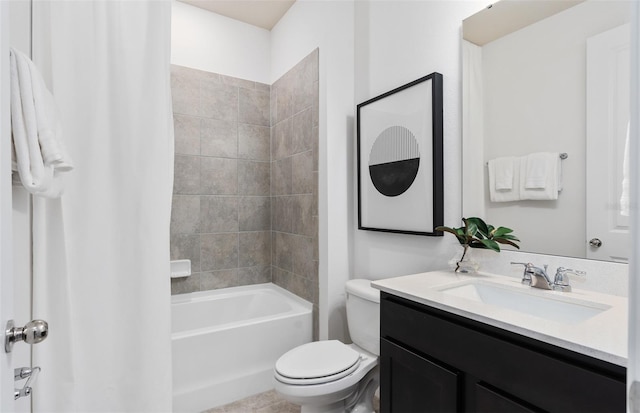 full bathroom with  shower combination, vanity, and toilet