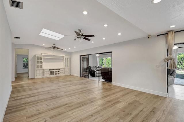 2502 SW 23rd Cranbrook Dr, Boynton Beach, FL 33436 - living room with recessed lighting, visible vents, light wood-type flooring, and ceiling fan