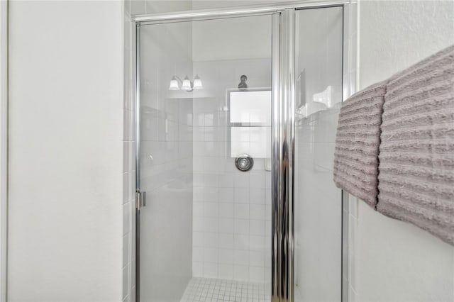 bathroom featuring a shower stall