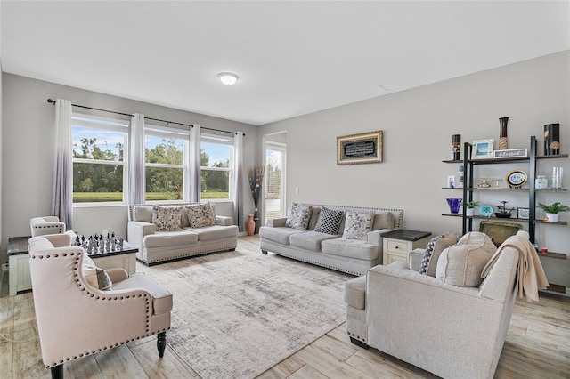 living area with light wood finished floors