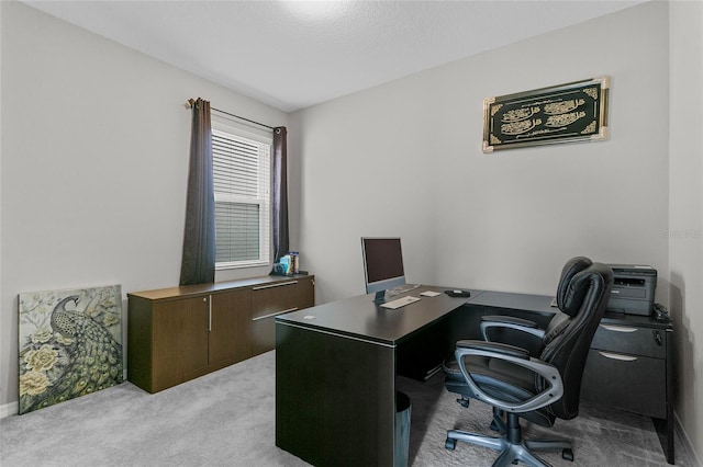 office space with light colored carpet