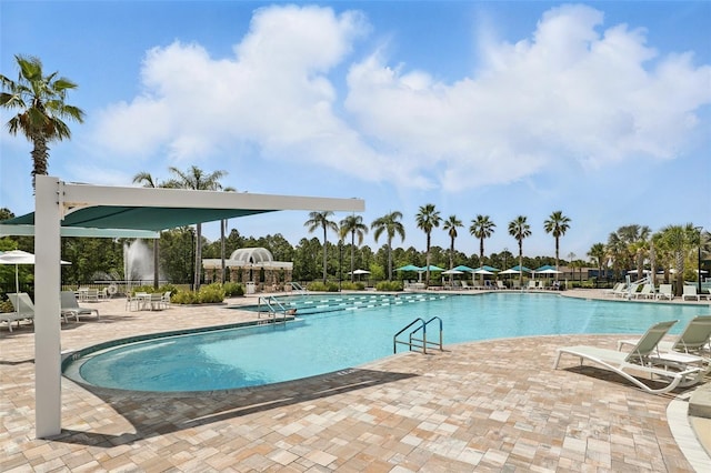 community pool with a patio