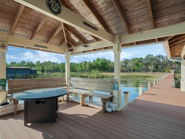 dock area with a gazebo