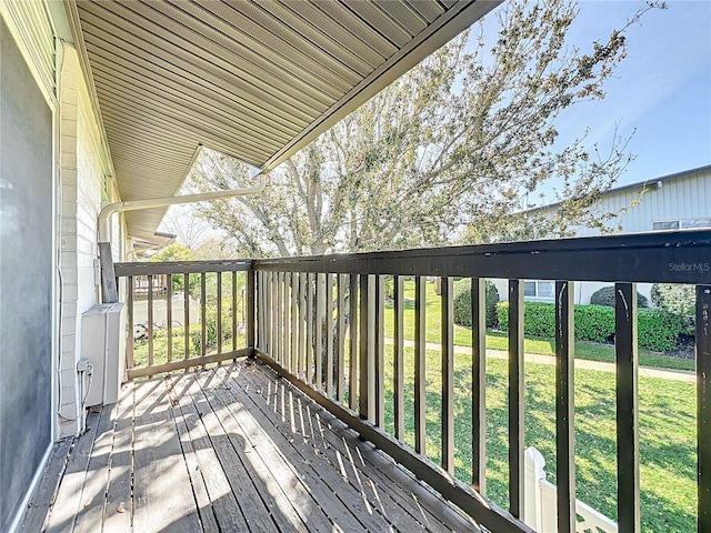 view of wooden balcony featuring a deck