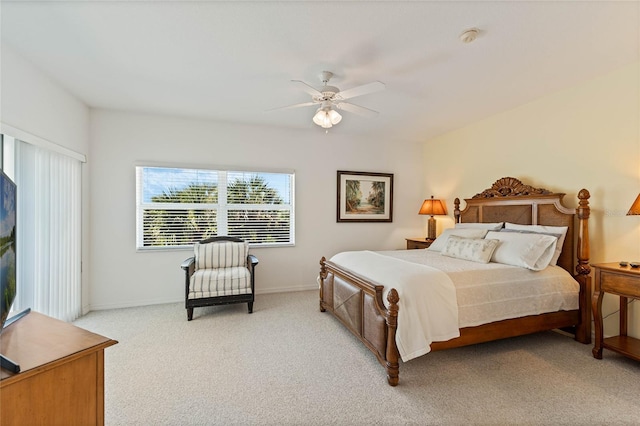 5300 S Atlantic Ave Unit 7-301, New Smyrna Beach, FL 32169 - bedroom with light carpet, ceiling fan, and baseboards