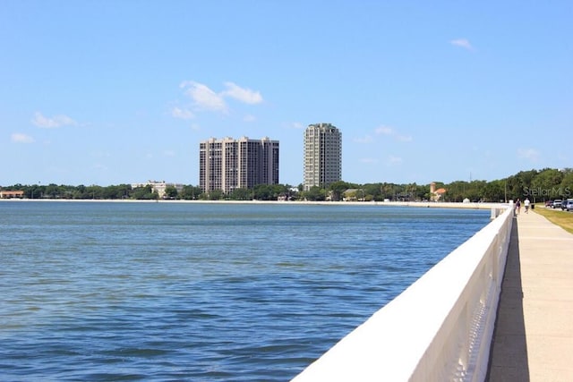 property view of water with a city view