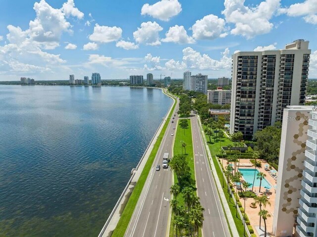 property view of water with a view of city