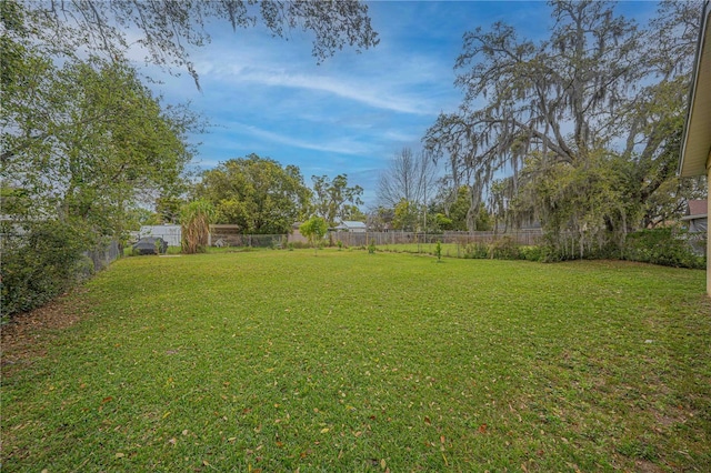 view of yard featuring a fenced backyard