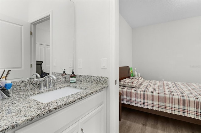 interior space featuring a sink and wood finished floors