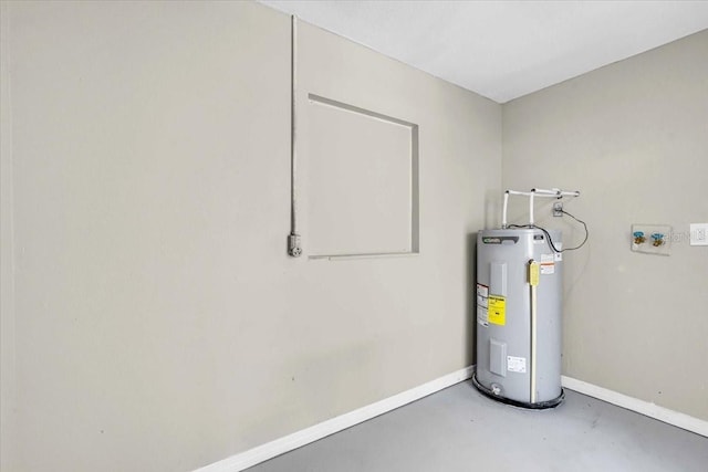 utility room with electric water heater