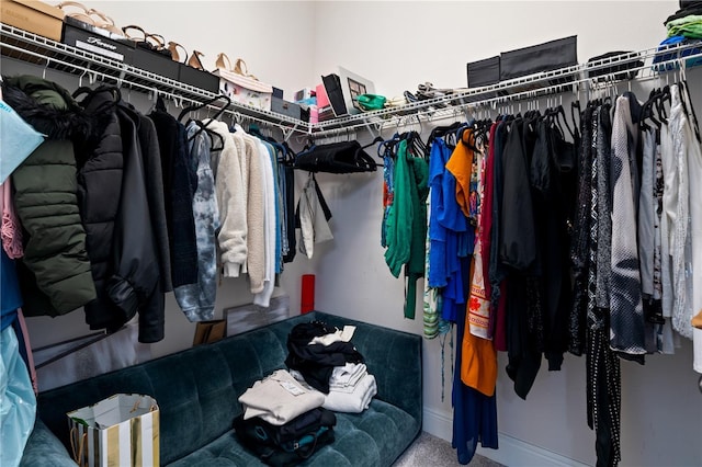 spacious closet with carpet flooring