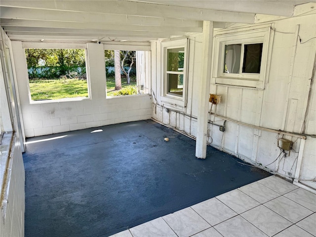 view of unfurnished sunroom