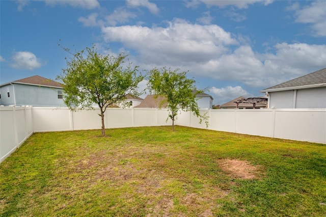 view of yard featuring a fenced backyard