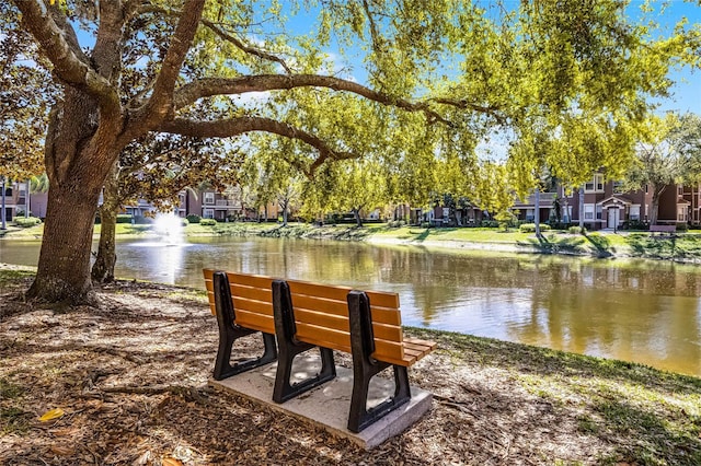 view of property's community with a water view and a residential view