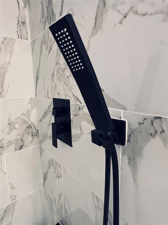 interior details with a marble finish shower