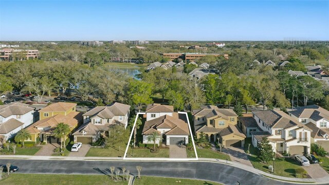 drone / aerial view with a residential view