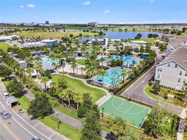 bird's eye view featuring a water view