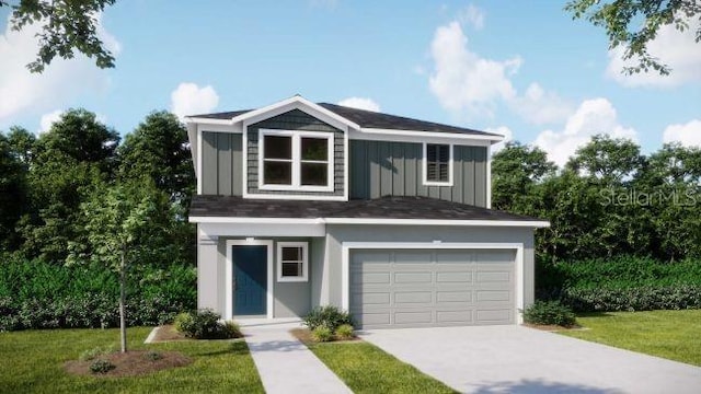 view of front of property featuring driveway, an attached garage, and board and batten siding