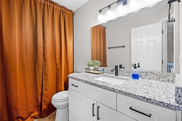 1613 N Lakewood Ave, Ocoee, FL 34761 - bathroom with toilet, wood finished floors, vanity, and a textured wall