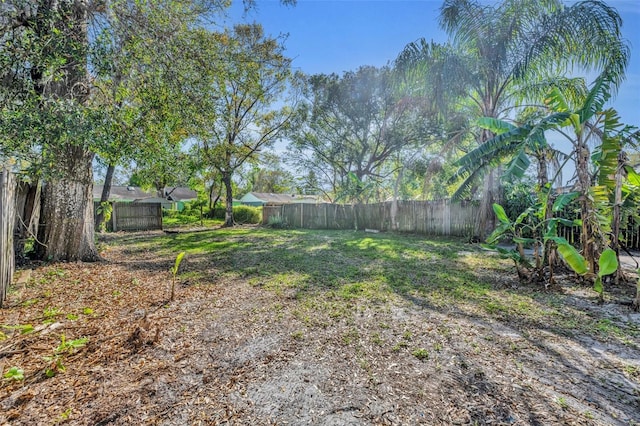 view of yard with a fenced backyard