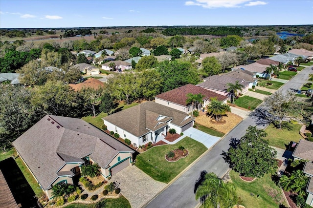 birds eye view of property with a residential view