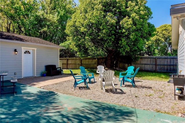 view of yard featuring a patio and a fenced backyard