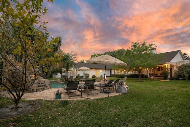 view of yard with a patio area