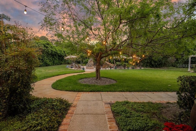 view of home's community featuring a lawn