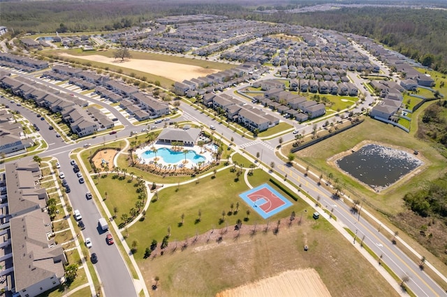 drone / aerial view featuring a residential view