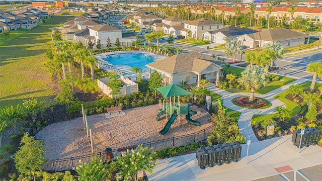 drone / aerial view with a residential view