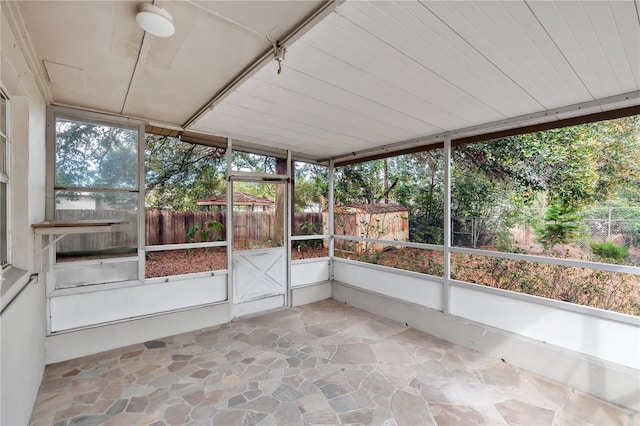 view of unfurnished sunroom