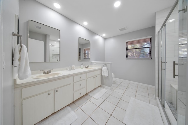 13224 Casper Ln, Clermont, FL 34711 - full bath featuring a sink, toilet, baseboards, and a shower stall