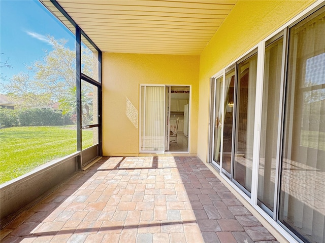 view of unfurnished sunroom